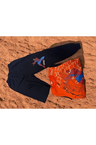 3 İplik Takım Batmen Örümcek Adam Baskılı Turuncu