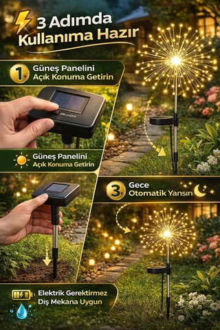 Güneş Enerjili Led Bahçe Işığı Su Geçirmez Dekoratif Yıldız Çiçek Aydınlatma 1 Adet Diğer