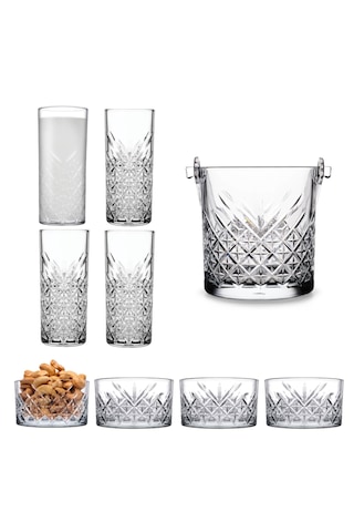 Paşabahçe 9 Parça Rakı Seti 4 Rakı Bardağı,4 Çerezlik,1 Buz Kova