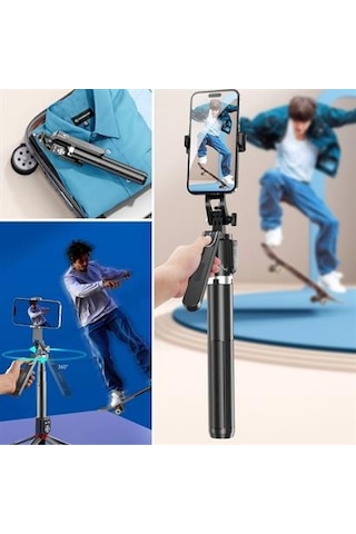 Kumandalı 360 Derece Dönebilen Cep Telefonu Ve Kamera Tripodu 2.2m Uzayabilen Selfie Çubuğu