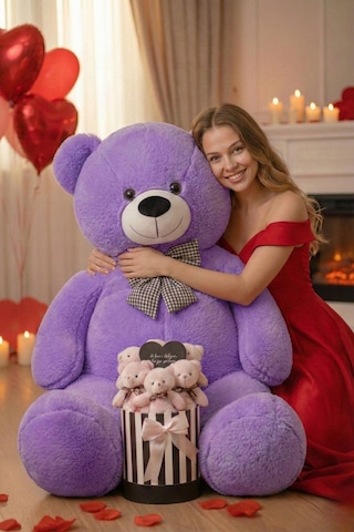 Kadınlar Günü Ne Özel: 90 Cm Peluş Ayı & Aynalı Mesajlı Pembe Silindir Ayıcık Buketi Romantik Sevgiliye Hediye Buket