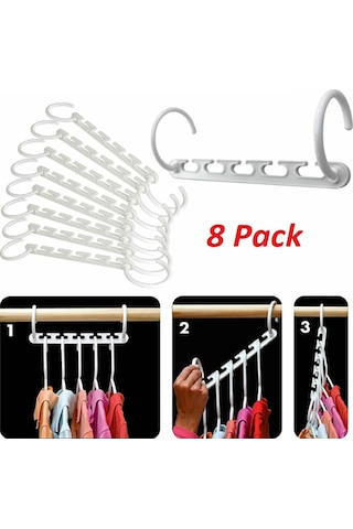 Jeemson 8 Adet Katlanabilir Pp Çekmecelik Askı, 5 Kıyafet Tutabilir, Gardıropu Boşaltan Uzay Tasarrufu Organizer Beyaz