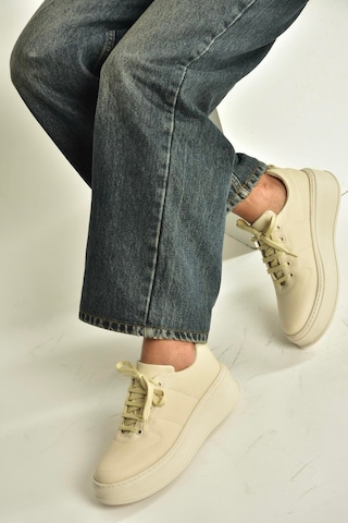 Fox Shoes T274148309 Bej Kalın Tabanlı Bağcıklı Spor Ayakkabı Sneakers Bej
