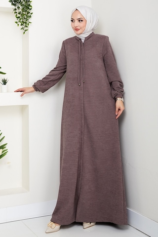 Şönil Gizli Fermuarlı Ferace 1628 - Açık Kahve Açık Kahverengi