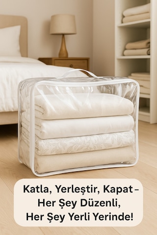 5'li Set Şeffaf Kapaklı Hurç 28x32x15 Cm Orta Boy Dolap İçi Kıyafet Ve Havlu Düzenleyici Beyaz