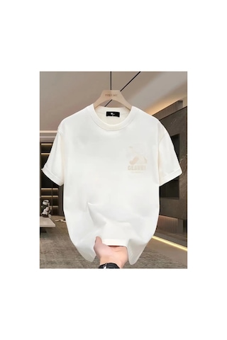Butik İstanbul Geniş Kesim Pamuklu Tişört - Gandhı The Project Baskılı, Beyaz, Rahat Kesim, Kısa Kollu, Günlük Kıyafet, Her Gün Giyilebilecek Tişört- Beyaz