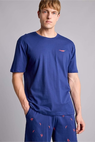 Defacto %100 Pamuk New Regular Fıt Kısa Kollu 2li İndigo Şortlu Pijama Takımı I0686ax26hsın42 İndigo-ın42