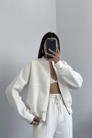 Dip Moda Kadın Pamuklu Kışlık Sweat Pantlon Eşofman Takımı Dpgts018 Ekru