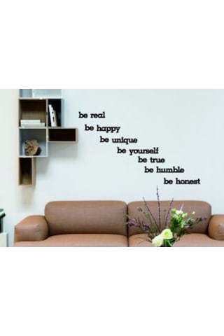 Siyah Be Real Be Yourself Ahşap Mdf Dekoratif Duvar Yazısı-Yeni