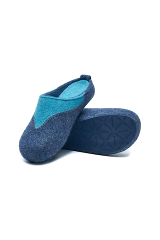 Comfortfusse Pinesh - Erkek Ortopedik Yün Keçe Sabo Ev Terliği Lacivert-mavi Yün