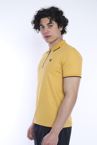 Escetic Erkek Spor Hardal Polo Yaka Slim Fit T-Shirt-3348 Hardal