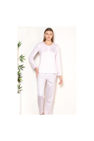 Mevsimlik Uzun Kol Pijama Takım Viskon Alperi 790-27 Pembe