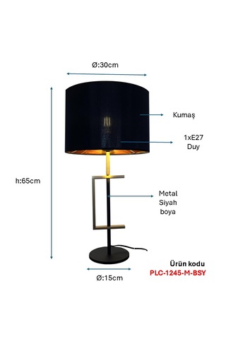 Siyah Boyalı Masa Lambası Plc-1245-ml-1bsy