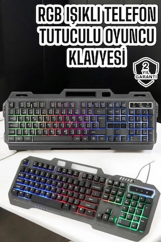 Hubrendy Tekno Q Klavye Rgb Işıklı Klavye Ve Mouse Seti Kablolu Mouse Hediyeliş 16589161
