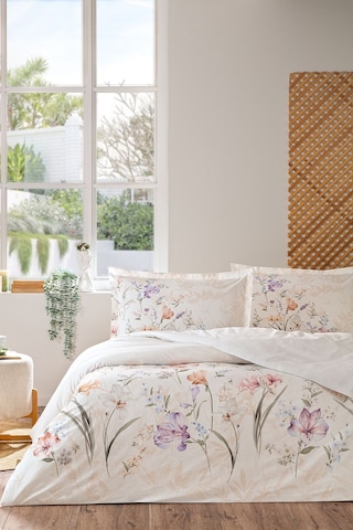 White Lilly Çift Kişilik Nevresim Takımı Beyaz-lila