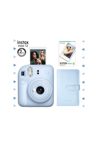Fujifilm Instax Mini 12 Fotoğraf Makinesi + 10'lu Film + Laporta Albüm Seti Mavi