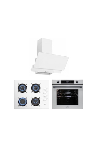 Afm Tech Ante FM3301 + FM7701 + FM2201 Turbo Dijital Beyaz Ankastre Set