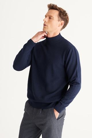 Altinyildiz Classics Erkek Lacivert Standart Fit Normal Kesim Yarım Balıkçı Yaka Pamuklu Triko 4A4921100008LACS Lacivert