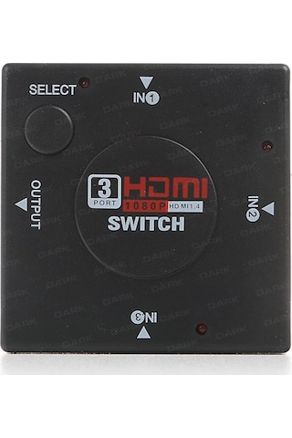 Dark 3 Giriş 1 Çıkışlı Hdmı Switch Seçici Dk Hd Sw3X1