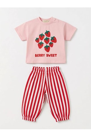 Baby Lory Kids Store Çilek Desenli Bebek Takım Pembe