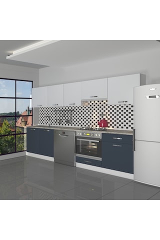 Decoraktiv Elite 280 Ankastre Fırın Modüllü Mdf Hazır Mutfak Dolabı - Tezgah Dahil - Antrasit - Buz Gri Diğer