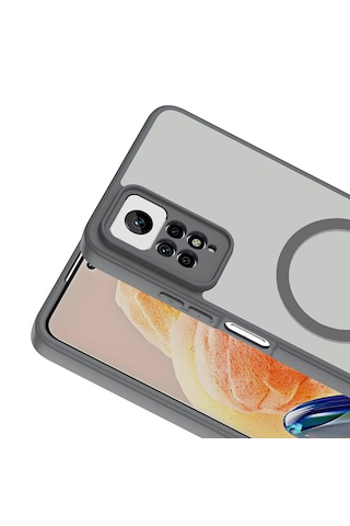 Xiaomi Redmi Note 11 Pro Kılıf Kamera Korumalı Mat Darbe Emici M-safe Şarj Özellikli Silikon Kapak gri