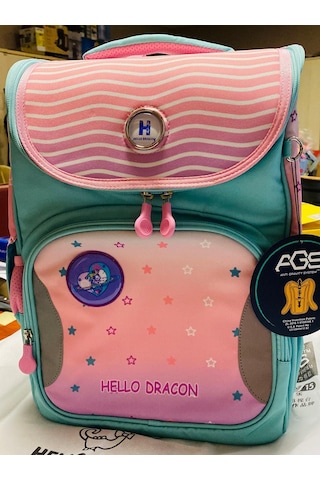 Hello Dragon 2025 Model Yeni Seri Okul Çantası Model 16 Pembe Cn0041 Ags Sistem Süspansiyonlu Ağırlık Hissettirmeyen Çanta Desenli