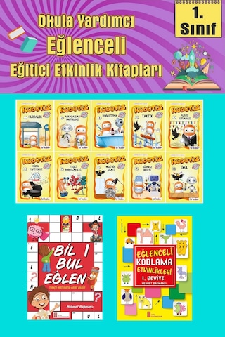 1.sınıflar İçin Okumayı Sevdiren 10 Lu Hikaye Seti -bil Bul Eğlen-kodlama 7 Okulda Evde Tatilde