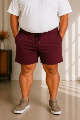 Sngl Tekstil Erkek Büyük Beden Şort 3xl 4xl 5xl 6xl 7xl 8xl 9xl Bordo