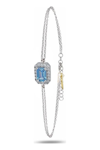 Brezza Lusso Jewelry Aquamarin Taşlı Baget Diamond Classical Kadın Gümüş Bileklik