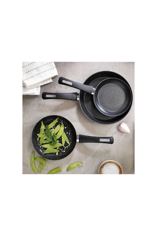 Black Stone 3 Lü Tava Seti 18 Cm+22 Cm+26 Cm-siyah Siyah