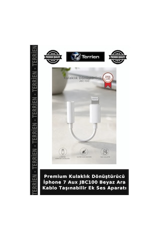 Premium Kulaklık DönüştürücüApple iPhone Uyumlu 7 Aux Jbc100 Beyaz Ara Kablo Taşınabilir Ek Ses Aparatı