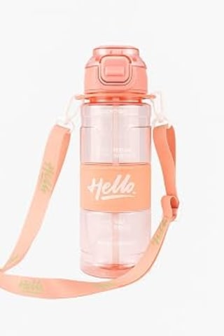 Hello Pipetli Suluk 800 Ml Renkli Askılı Su Şişesi Çocuk Ve Yetişkin Okul Seyahat İçin Gıda Sınıfı Plastik Sızdırmaz Matara Mor Turuncu