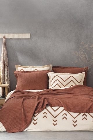Ecocotton Sara Terra Pike Yatak Örtüsü Kahverengi