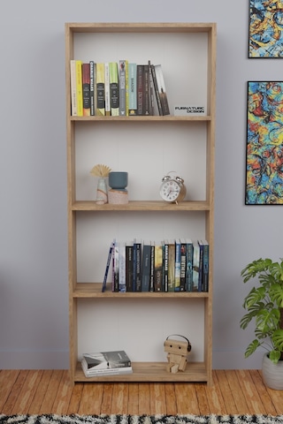 5 Raflı Kitaplık Arkalıklı Geniş Raf Kütüphane 170cm Atlantik Çam