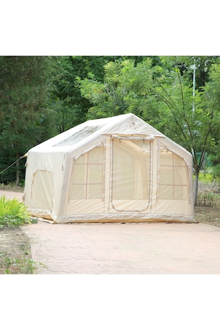 SHUFA Galaksi Serisi | 8 m² Şişme Bej Renk Kamp Çadırı - 4 Mevsim - Geniş & Şeffaf Tavanlı – 315 x 250 x 220 CM