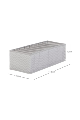 Ocean Home Textile 8 Bölmeli Gri Balıksırtı Çekmece Düzenleyici 17 x 41,5 x 12 cm