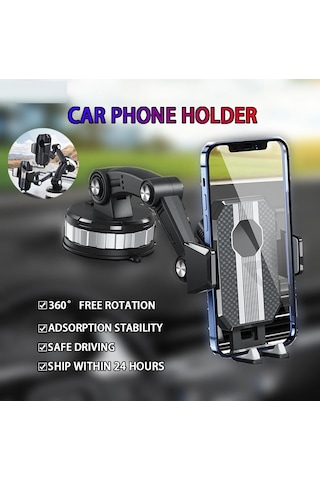 Araç İçi Süper Vantuzlu Telefon Tutucu 360 Dönerli Torpido Ve Cam