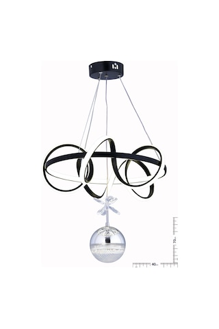 Dart Tek Top Siyah Led Avize Siyah