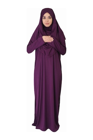 Zehranaz Namaz Elbisesi Mürdüm Fermuarsız Namaz Elbisesi Mürdüm