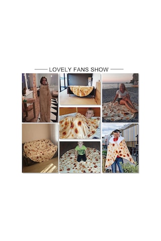 Geeksen 100cm Çaplı Meksika Tortilla Desenli Koltuk Yatağı Battaniyesi - Yumuşak Sarılabilir Lezzetli Görünümlü Fleece Battaniye Diğer