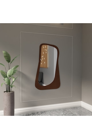 Dekoratif Lüks Pleksi Aynalı Ahşap Duvar Dekoru Kahverengi