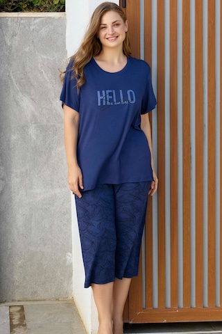 Aydoğan Kadın İnci Büyük Beden Koyu Mavi Kapri Pijama Takım 0274 Koyu Mavi
