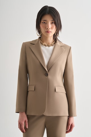 Mizalle Bej Tek Düğme Klasik Blazer Ceket Bej
