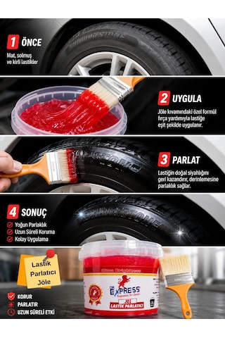 Premium Lastik Parlatıcı Jöle 500 Ml Parlak Görünüm Uzun Süre Etkili Yeniler Reçel Parlatıcı Fırçalı