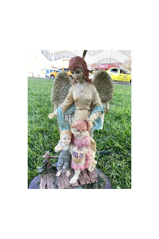 Melek Figürlü Antika Abajur 65 CM Hafif Kusurlu