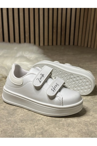 Günlük Unisex Çocuk Sneaker Cırtlı Dikiş Detaylı Kalın Tabanlı Rahat Hafif Spor Ayakkabı 525pf Beyaz - Beyaz