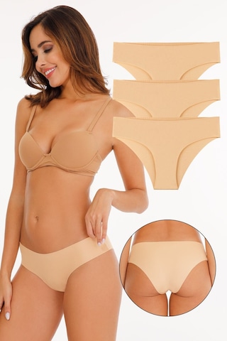 Sensu Kadın Lazer Kesim Düşük Bel Beli Lastikli Slip Külot 3'lü Paket Set Ten Ten