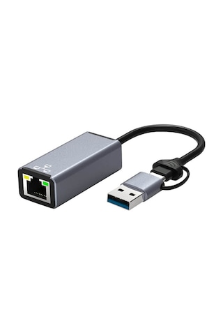 Type-C 3.1 / Usb 3.0 to RJ45 Gigabit Ethernet İnternet Çevirici Adaptör - 1000Mbps - Apple Uyumlu MacBook