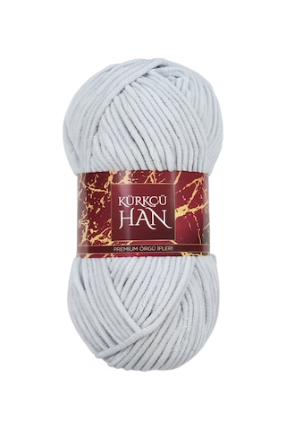 Kadife Yün Buz Mavisi Gri 100gr %100 Polyester Yumuşak Pofuduk Örgü İpi